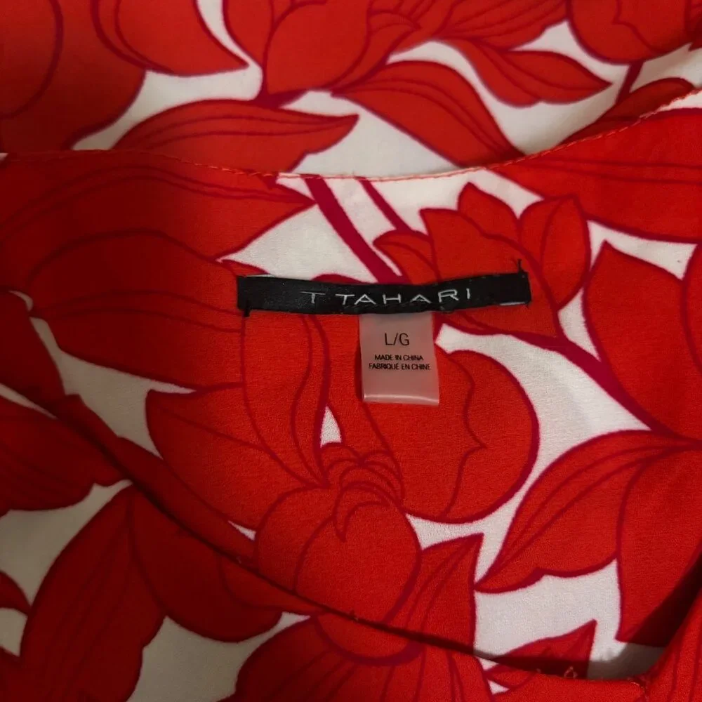 T Tahari Women’s Red & White Floral Lined Tank Top - Size L‎ - Picture 5 of 7
